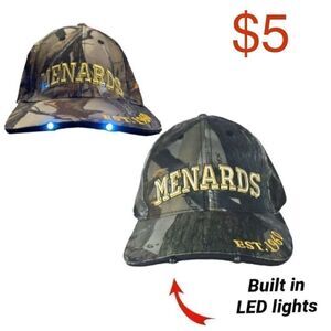 $5 ADD ON ITEM NWT Menards Logo built-in Led Headwear cap